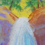 Â©2013 Kristen Gilje Zion\'s Waterfall, pastel sketch 3